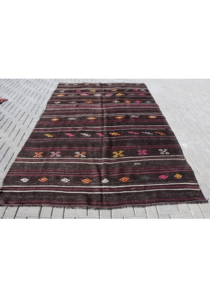 Eskitme Halı, Türk Halısı, Halı, 205 x 318 cm Siyah Halı, Organik Yer Halı, Kabilesı Yer Halı, 8704