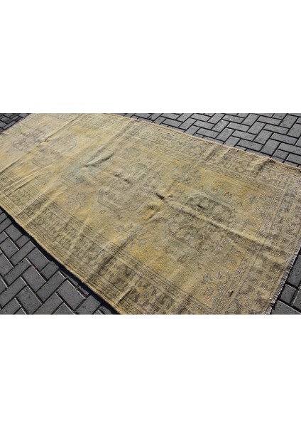 Türk Halısı, Eskitme Halı, Halı, 148 x 352 cm Sarı Halı, Yün Yer Halı, El Yapımı Yer Halı, 8609 modelleri