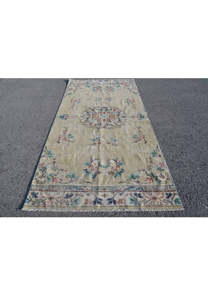 Eskitme Halı, Türk Halısı, Halı, 146 x 283 cm Yeşil Halı, Bahçe Yer Halı, Anadolusı Salon Halı, 6371