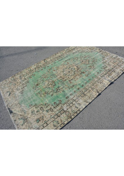 Türk Halısı, Eskitme Halı, Halı, 158 x 248 cm Yeşil Halı, Ofice Salon Halı, Yün Oturma Odası Halı, 77