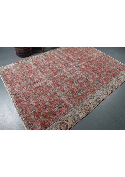 Türk Halısı, Eskitme Halı, Halı, 185 x 255 cm Kırmızı Halı, El Yapımı Yer Halı, Bahçe Oturma Odası Hal