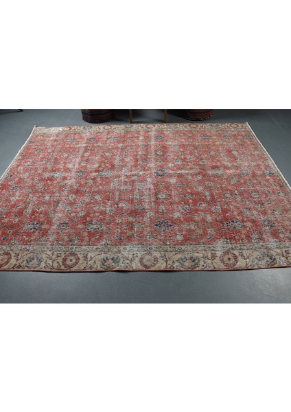Türk Halısı, Eskitme Halı, Halı, 185 x 255 cm Kırmızı Halı, El Yapımı Yer Halı, Bahçe Oturma Odası Hal