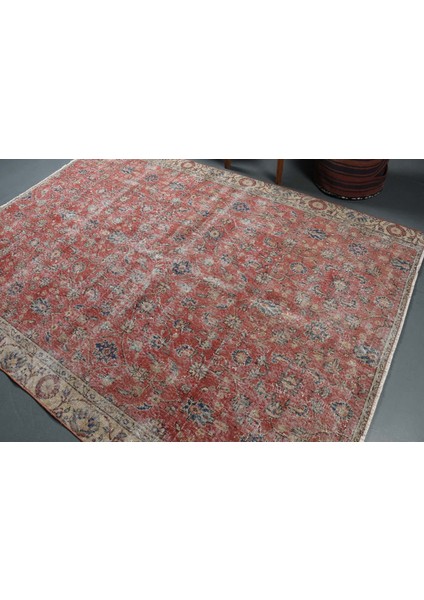 Türk Halısı, Eskitme Halı, Halı, 185 x 255 cm Kırmızı Halı, El Yapımı Yer Halı, Bahçe Oturma Odası Hal