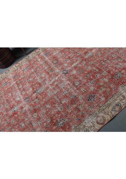 Türk Halısı, Eskitme Halı, Halı, 185 x 255 cm Kırmızı Halı, El Yapımı Yer Halı, Bahçe Oturma Odası Hal