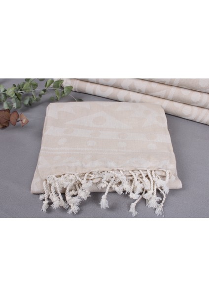 Bej Organik Pamuk Havlu, Toptan Havlu, 100 x 180 cm Pamuk Peştamal, Hediyelik Plaj Peştemali,