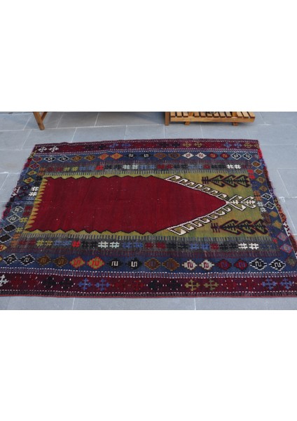 Eskitme Halı, Türk Halısı, Halı, 135 x 190 cm Kırmızı Halı, Bahçe Banyo Halı, Organik Alan Halı, 4081