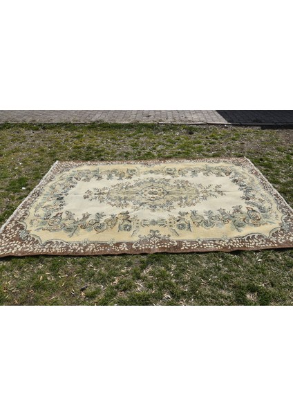Eskitme Halı, Türk Halısı, Halı, 183 x 284 cm Bej Halı, El Yapımı Yer Halı, Salon Halı, 653