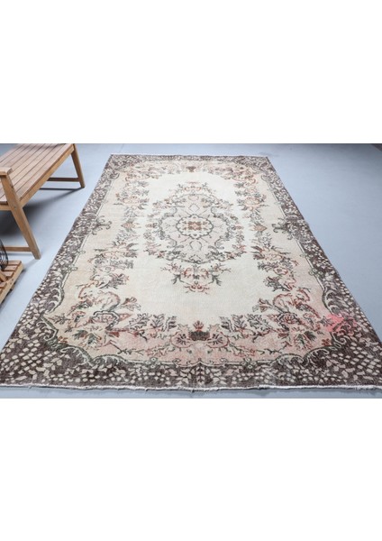 Türk Halısı, Eskitme Halı, Halı, 202 x 319 cm Bej Halı, El Yapımı Oturma Odası Halı, 8937