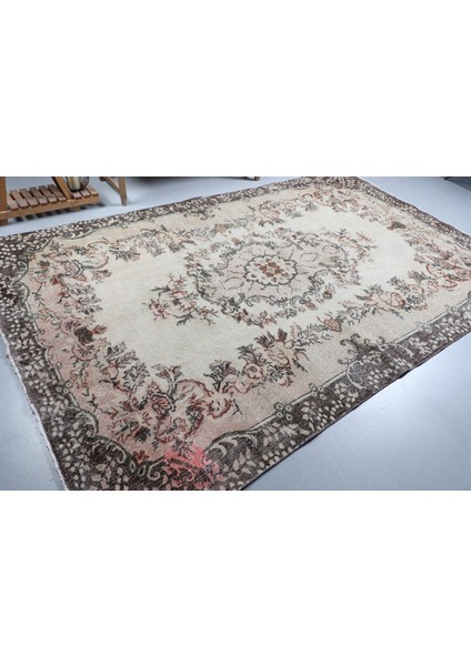 Türk Halısı, Eskitme Halı, Halı, 202 x 319 cm Bej Halı, El Yapımı Oturma Odası Halı, 8937