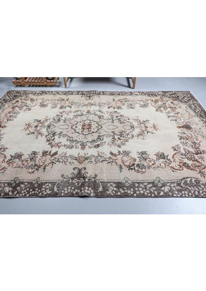 Türk Halısı, Eskitme Halı, Halı, 202 x 319 cm Bej Halı, El Yapımı Oturma Odası Halı, 8937