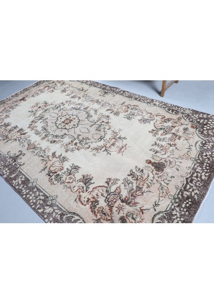 Türk Halısı, Eskitme Halı, Halı, 202 x 319 cm Bej Halı, El Yapımı Oturma Odası Halı, 8937
