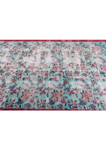 Türk Halısı, Eskitme Halı, Halı, 202 x 303 cm Yeşil Halı, Ofice Yer Halı, El Yapımı Oturma Odası Halı,
