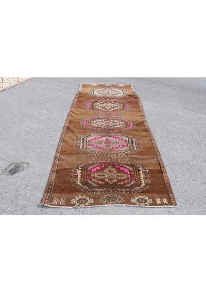 Türk Halısı, Eskitme Halı, Halı, 130 x 310 cm Kahverengi Halı, Yer Halı, Yün Yer Halı, 2365