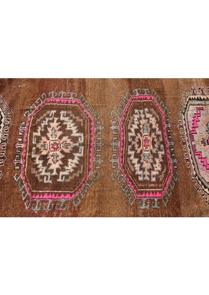 Türk Halısı, Eskitme Halı, Halı, 130 x 310 cm Kahverengi Halı, Yer Halı, Yün Yer Halı, 2365