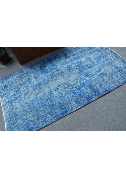 Türk Halısı, Eskitme Halı, Halı, 111 x 205 cm Mavi Halı, El Yapımı Alan Halı, Ofice Banyo Halı, 12018 fiyatları