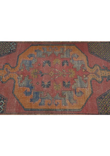 Eskitme Halı, Türk Halısı, Halı, 104 x 223 cm Kırmızı Halı, Dekoratif Banyo Halı, 11777