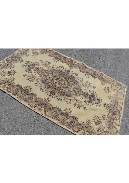 Eskitme Halı, Türk Halısı, Halı, 118 x 203 cm Bej Halı, Bahçe Banyo Halı, Anadolusı Banyo Halı, 7250