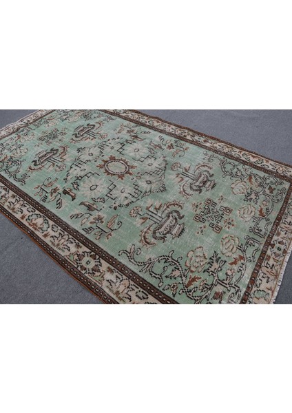 Türk Halısı, Eskitme Halı, Halı, 168 x 283 cm Yeşil Halı, Yer Halı, Yün Oturma Odası Halı, 9386