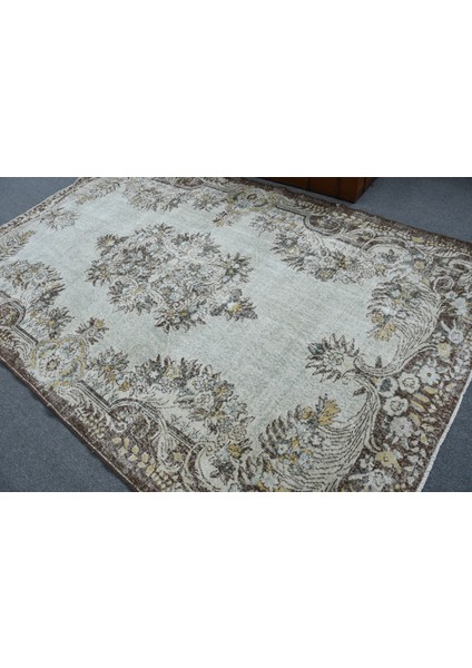 Eskitme Halı, Türk Halısı, Halı, 188 x 288 cm Bej Halı, Ofice Yer Halı, Organik Oturma Odası Halı, 12
