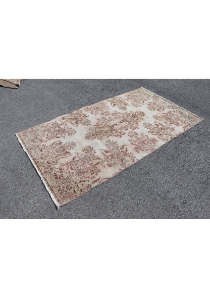 Eskitme Halı, Türk Halısı, Halı, 134 x 247 cm Bej Halı, Bahçe Banyo Halı, Ofice Banyo Halı, 2359