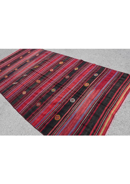 Eskitme Halı, Türk Halısı, Halı, 166 x 328 cm Kırmızı Halı, Yün Oturma Odası Halı, 7490