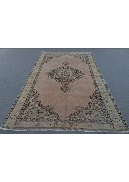 Türk Halısı, Eskitme Halı, Halı, 179 x 278 cm Kahverengi Halı, Organik Yer Halı, Dekoratif Yer Halı,