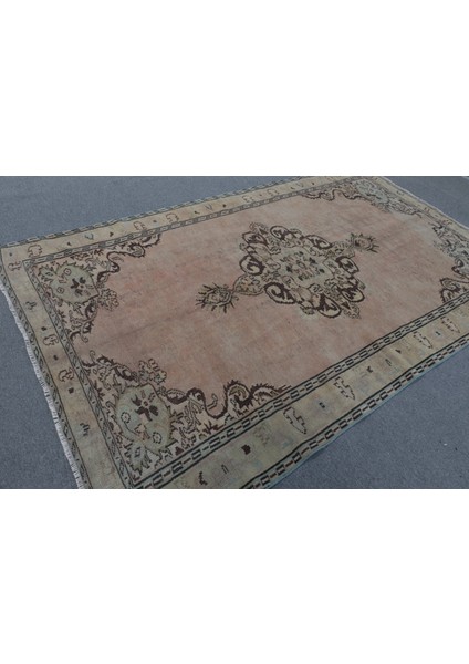Türk Halısı, Eskitme Halı, Halı, 179 x 278 cm Kahverengi Halı, Organik Yer Halı, Dekoratif Yer Halı,