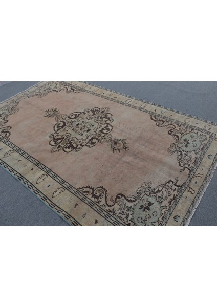 Türk Halısı, Eskitme Halı, Halı, 179 x 278 cm Kahverengi Halı, Organik Yer Halı, Dekoratif Yer Halı,
