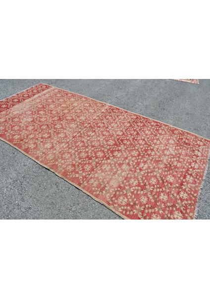 Türk Halısı, Eskitme Halı, Halı, 147 x 301 cm Kırmızı Halı, Dekoratif Salon Halı, 5212