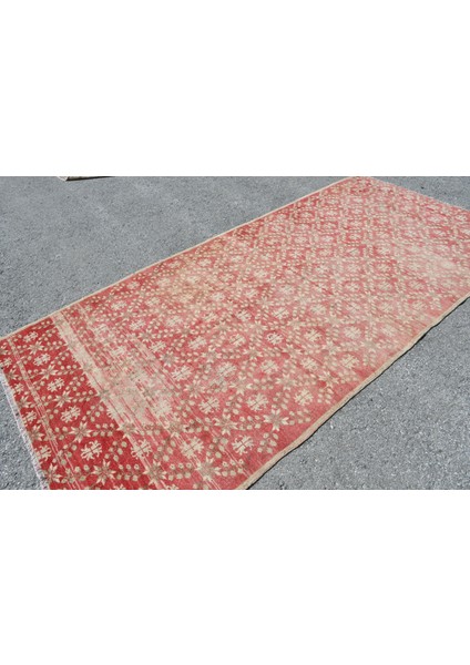 Türk Halısı, Eskitme Halı, Halı, 147 x 301 cm Kırmızı Halı, Dekoratif Salon Halı, 5212