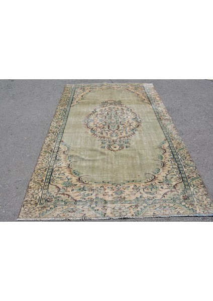 Eskitme Halı, Türk Halısı, Halı, 163 x 252 cm Yeşil Halı, Organik Oturma Odası Halı, 7453