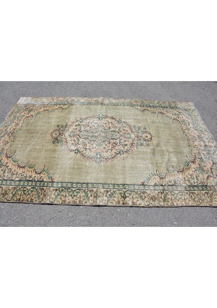 Eskitme Halı, Türk Halısı, Halı, 163 x 252 cm Yeşil Halı, Organik Oturma Odası Halı, 7453