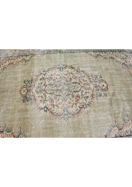 Eskitme Halı, Türk Halısı, Halı, 163 x 252 cm Yeşil Halı, Organik Oturma Odası Halı, 7453