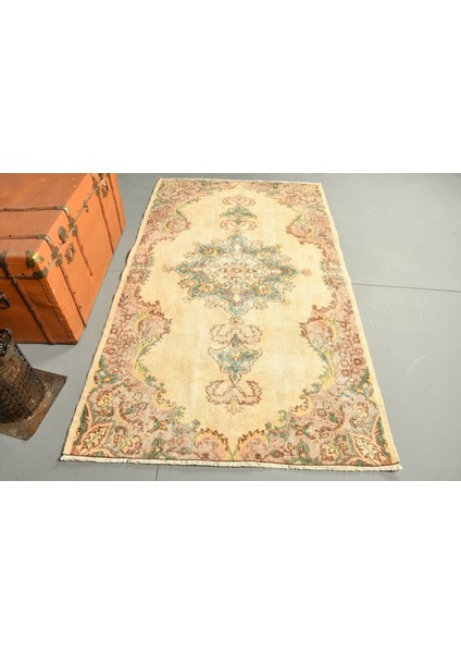 Türk Halısı, Eskitme Halı, Halı, 122 x 207 cm Bej Halı, Ofice Alan Halı, El Dokuma Banyo Halı, 10821