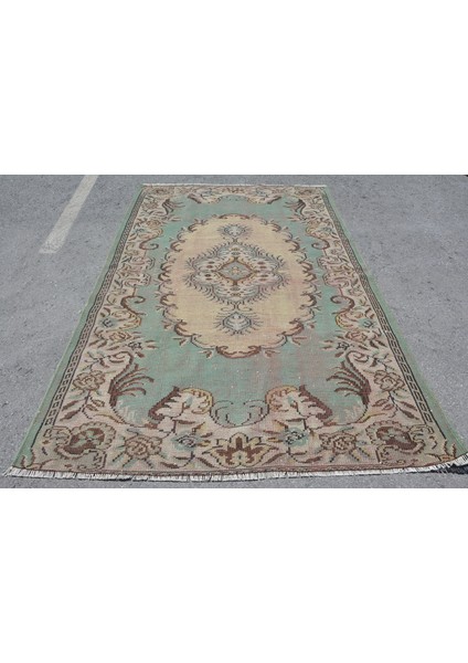 Eskitme Halı, Türk Halısı, Halı, 166 x 248 cm Yeşil Halı, Yün Büyük Halı, Organik Salon Halı, 10671
