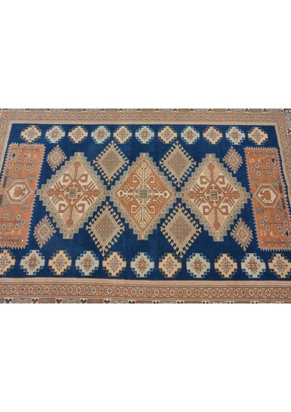 Eskitme Halı, Türk Halısı, Halı, 133 x 181 cm Mavi Halı, Dekoratif Alan Halı, El Dokuma Alan Halı, 10