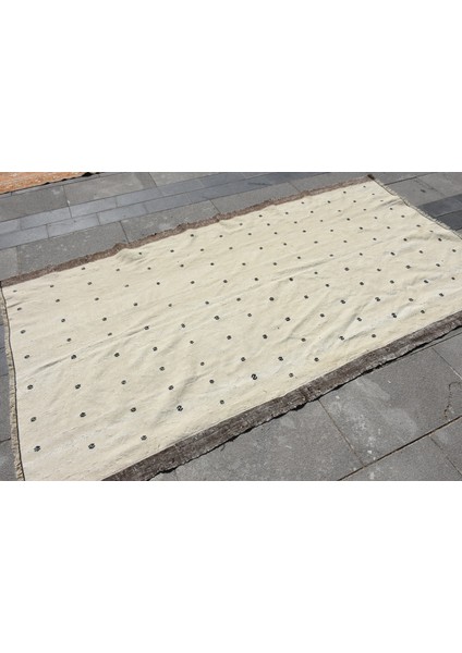 Eskitme Kilim, Türk Kilim, Area Kilim, 131 x 243 cm Beyaz Kilim, Kabile Kilim, Banyosı Kilim, 5739