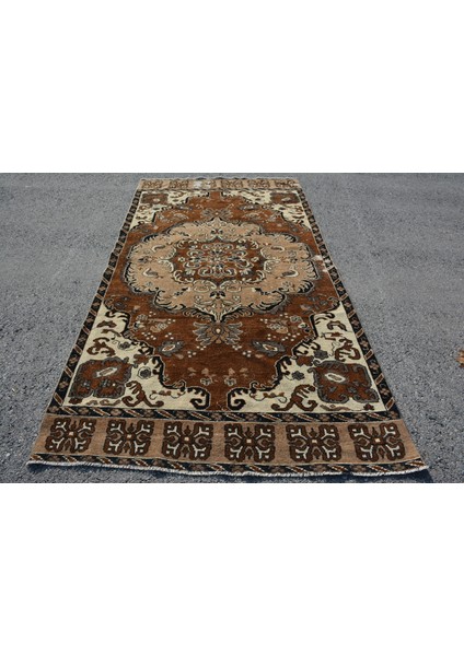 Eskitme Halı, Türk Halısı, Halı, 151 x 291 cm Kahverengi Halı, El Yapımı Oturma Odası Halı, 8815