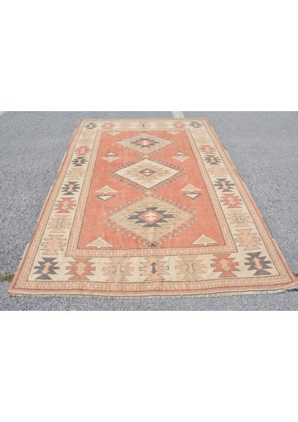 Eskitme Halı, Türk Halısı, Halı, 172 x 234 cm Kırmızı Halı, Yün Salon Halı, Bohemsı Oturma Odası Halı,