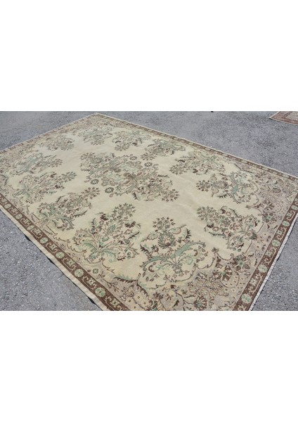 Türk Halısı, Eskitme Halı, Halı, 209 x 317 cm Bej Halı, Salon Halı, Yün Oturma Odası Halı, 10023