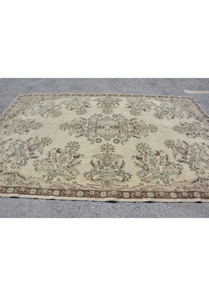 Türk Halısı, Eskitme Halı, Halı, 209 x 317 cm Bej Halı, Salon Halı, Yün Oturma Odası Halı, 10023