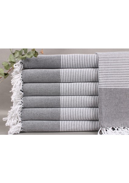 Siyah Plaj Peştemali, Organik Plaj Havlusu, 90 x 180 cm Pamuk Havlu, Bebek Battaniyesi,