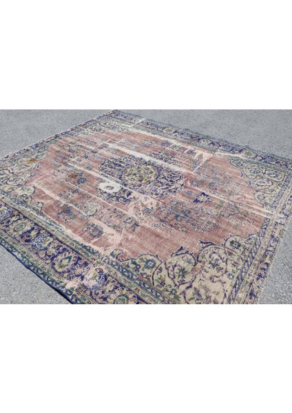 Türk Halısı, Eskitme Halı, Halı, 256 x 279 cm Mavi Halı, Organik Salon Halı, Bohemsı Büyük Halı, 6753
