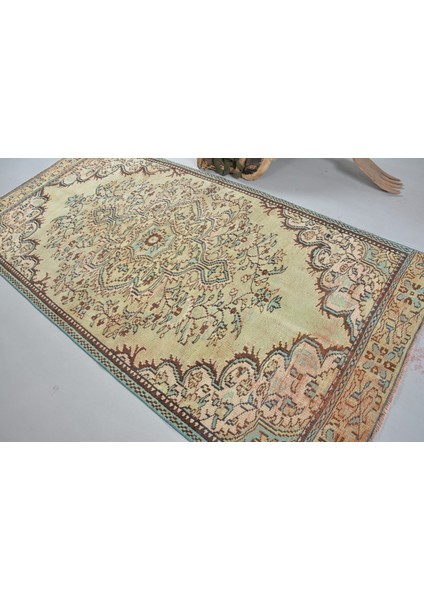 Eskitme Halı, Türk Halısı, Halı, 135 x 273 cm Bej Halı, Alan Halı, El Yapımı Alan Halı, 12648
