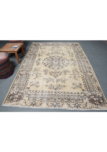 Türk Halısı, Eskitme Halı, Halı, 185 x 272 cm Bej Halı, Kabilesı Büyük Halı, Bahçe Yer Halı, 9226