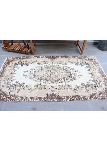 Eskitme Halı, Türk Halısı, Halı, 114 x 214 cm Bej Halı, Yün Banyo Halı, Anadolusı Alan Halı, 2376