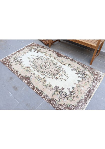 Eskitme Halı, Türk Halısı, Halı, 114 x 214 cm Bej Halı, Yün Banyo Halı, Anadolusı Alan Halı, 2376