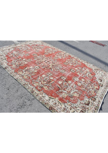 Türk Halısı, Eskitme Halı, Halı, 2099 x 326 cm Kırmızı Halı, El Yapımı Oturma Odası Halı, 6732