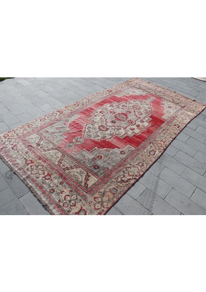 Eskitme Halı, Türk Halısı, Halı, 172 x 333 cm Kırmızı Halı, Yün Oturma Odası Halı, 596