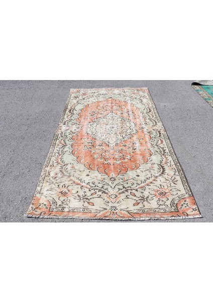 Türk Halısı, Eskitme Halı, Halı, 138 x 237 cm Turuncu Halı, El Dokuma Banyo Halı, 4280